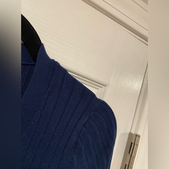 525 Size XS Blue Button Down Wide Rib Knit Duster Cardigan Dress Soft Stretch - Picture 3 of 10